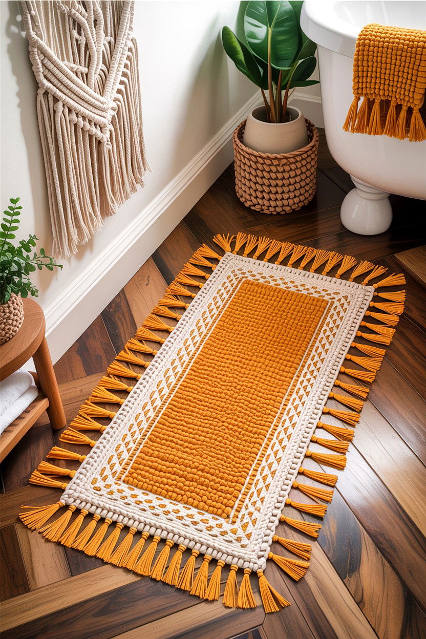 Tasseled Bath Mat - 30 bath mat ideas