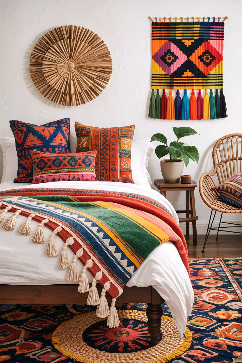 Tasseled Decor Global Bedroom - 30 layered texture bedroom ideas