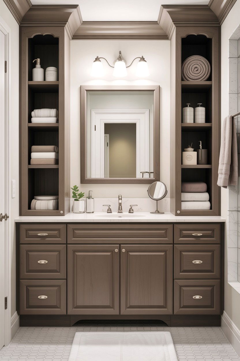 Taupe Bathroom Storage - 30 taupe and white bathroom ideas