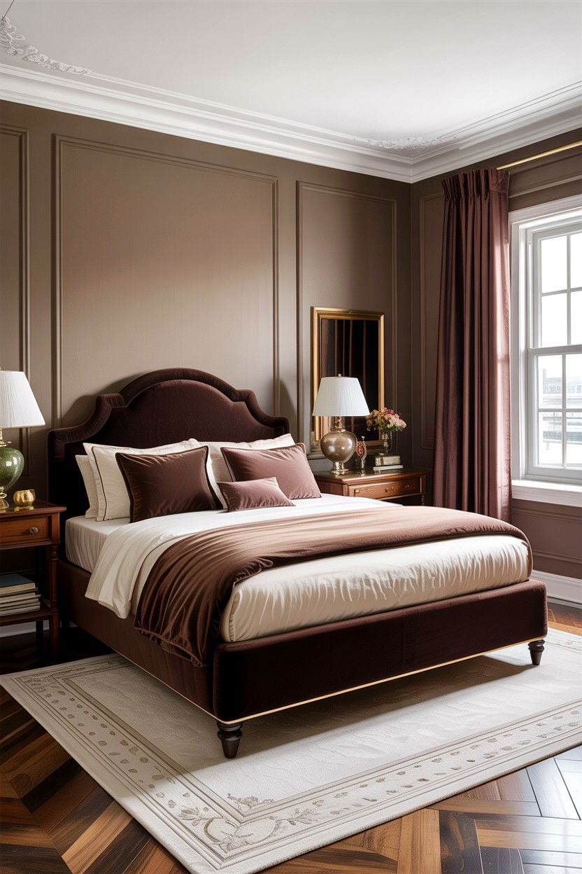 Taupe Chocolate Bedroom - 30 warm brown bedroom ideas