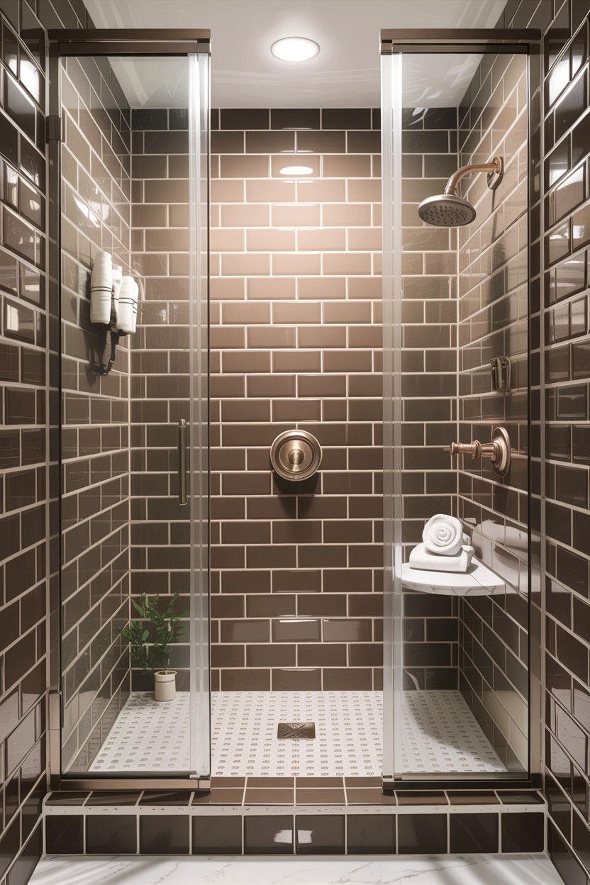Taupe Subway Tile - 30 taupe and white bathroom ideas