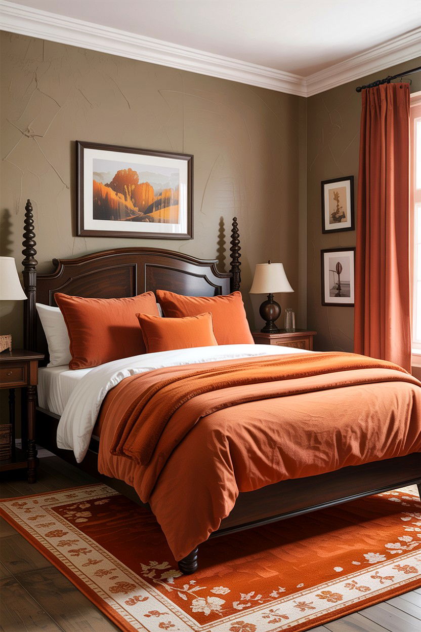 Taupe and Burnt Orange Bedroom - 30 taupe bedroom color schemes