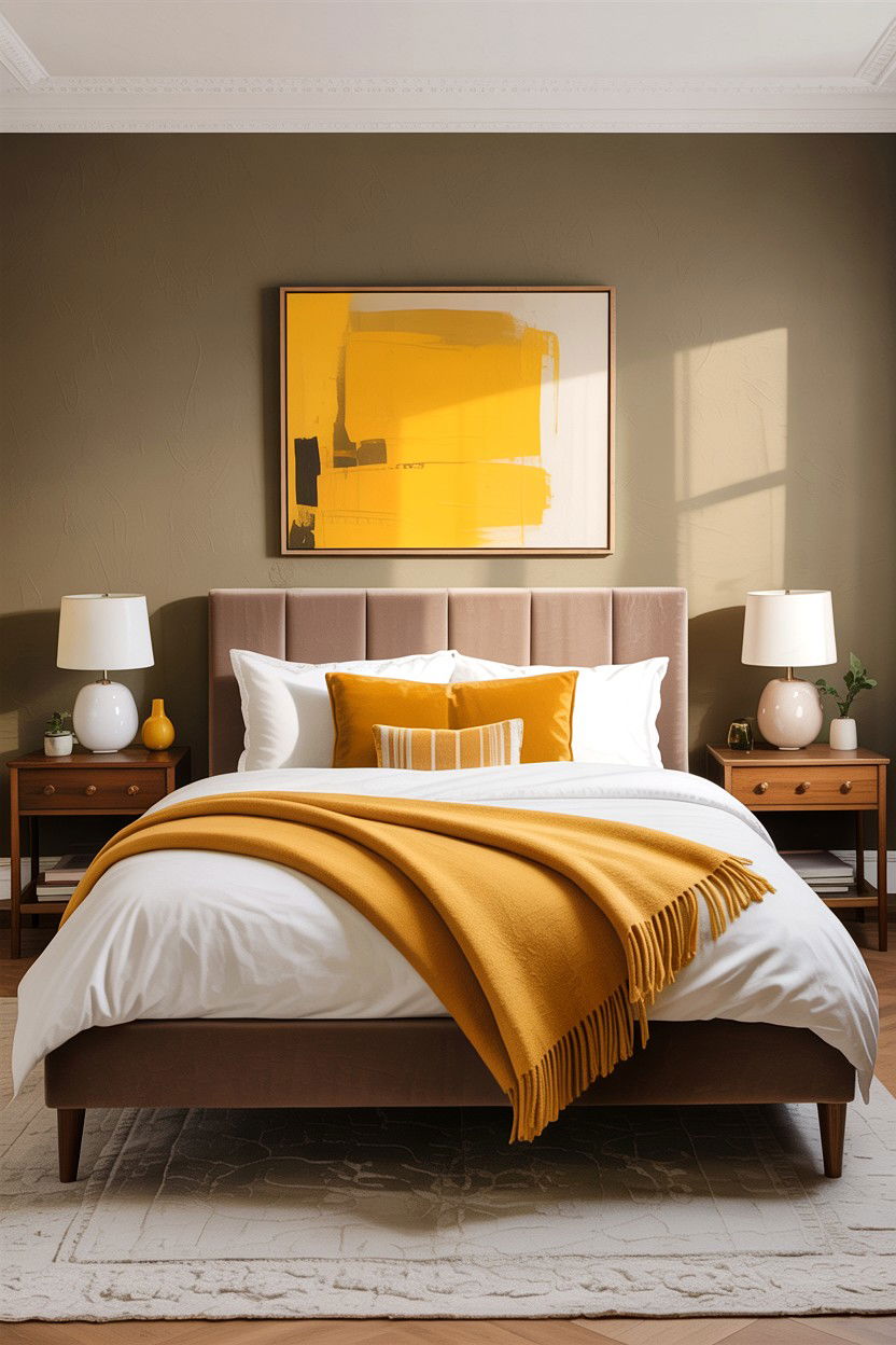 Taupe and Mustard Yellow Bedroom - 30 taupe bedroom color schemes