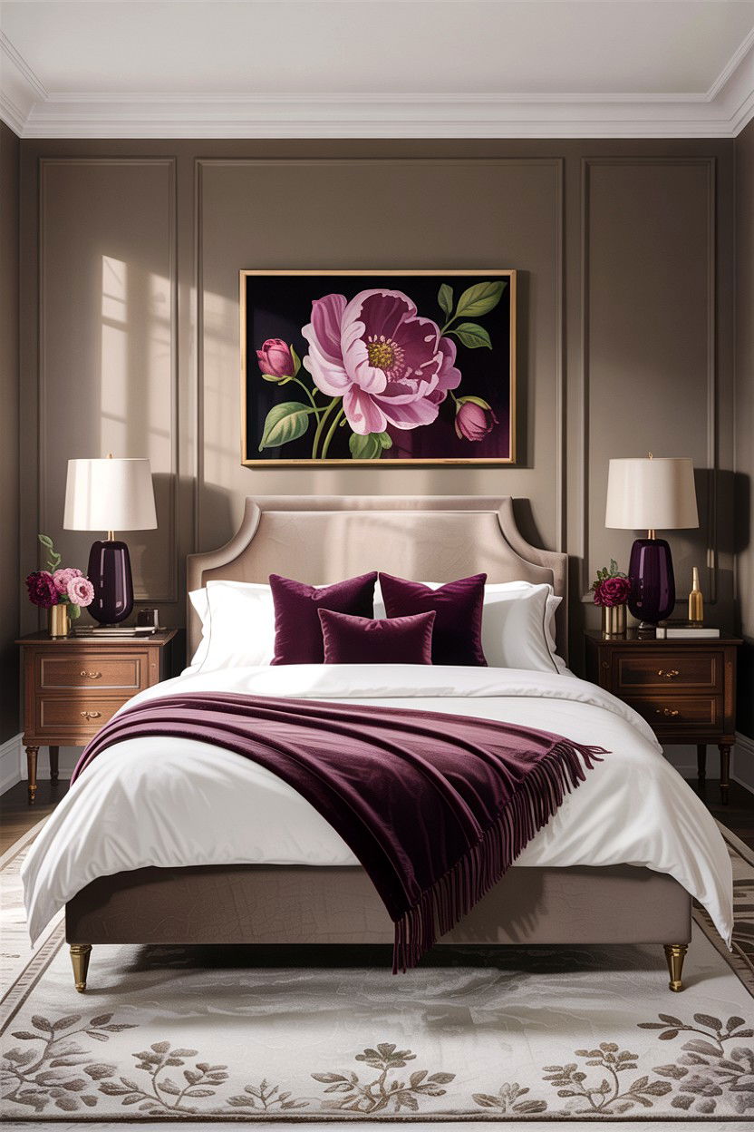 Taupe and Plum Bedroom - 30 taupe bedroom color schemes