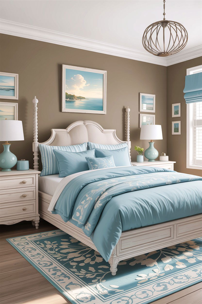 Taupe and Sky Blue Bedroom - 30 taupe bedroom color schemes