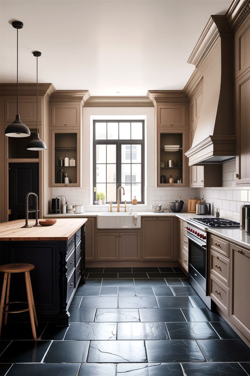 Taupe and black kitchen - 30 taupe kitchen color schemes