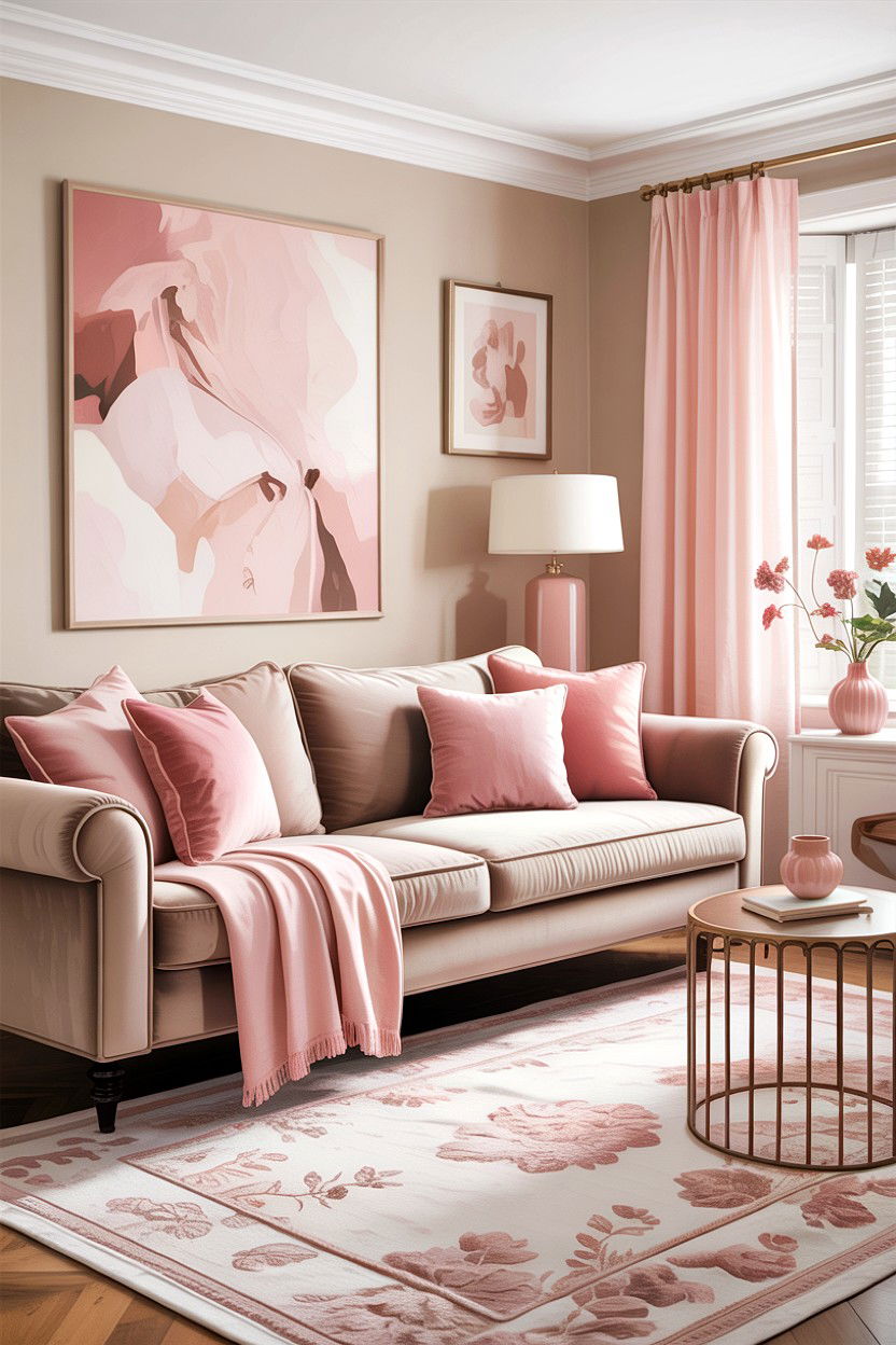 Taupe and blush pink living room - 30 taupe living room color schemes