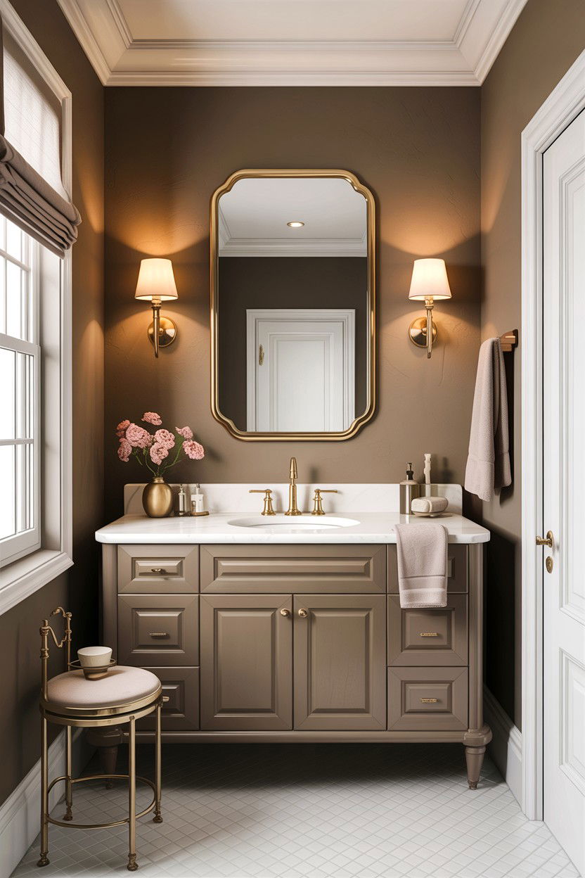 Taupe and brass bathroom - 30 taupe bathroom color schemes