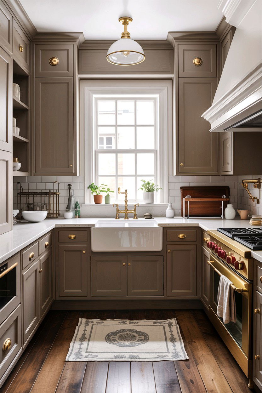 Taupe and brass kitchen - 30 taupe kitchen color schemes
