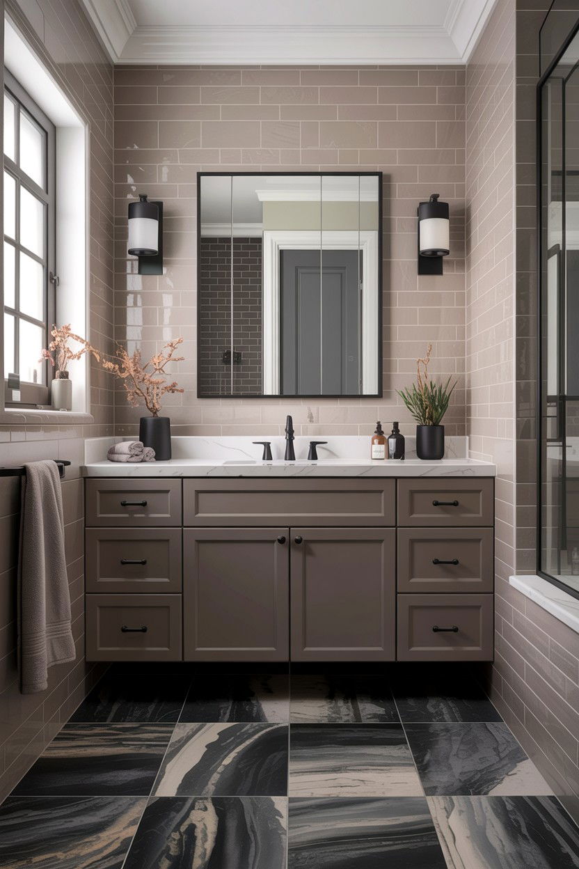Taupe and charcoal bathroom - 30 taupe bathroom color schemes