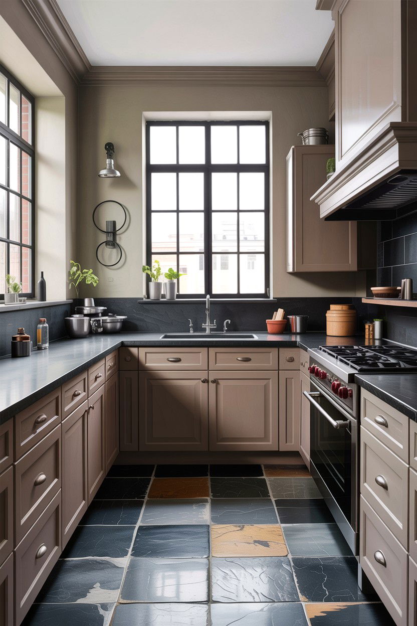 Taupe and charcoal kitchen - 30 taupe kitchen color schemes