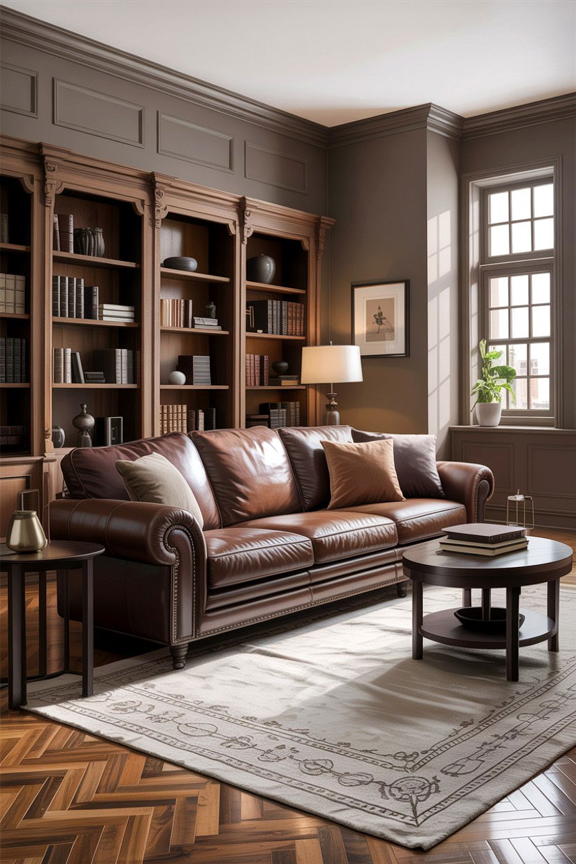 Taupe and chocolate brown living room - 30 taupe living room color schemes