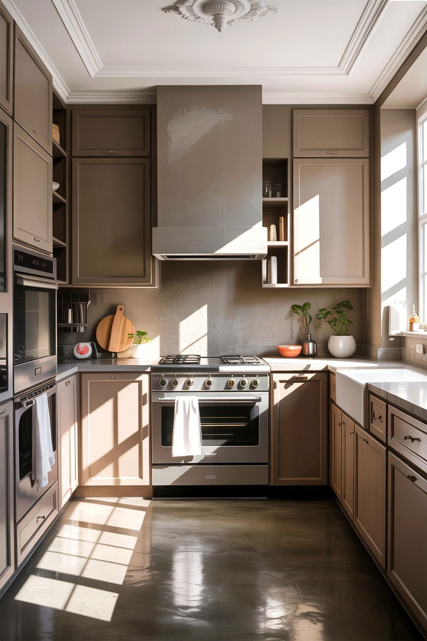 Taupe and concrete kitchen - 30 taupe kitchen color schemes