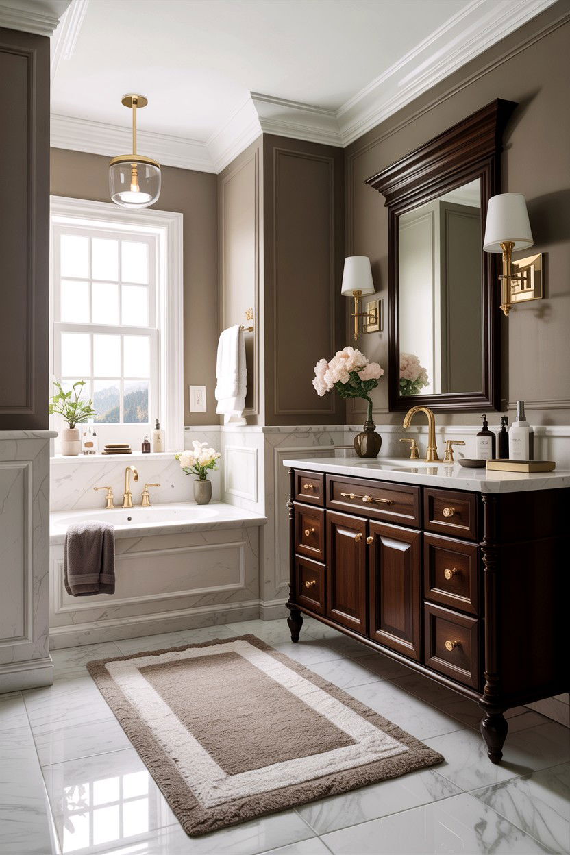 Taupe and dark wood bathroom - 30 taupe bathroom color schemes