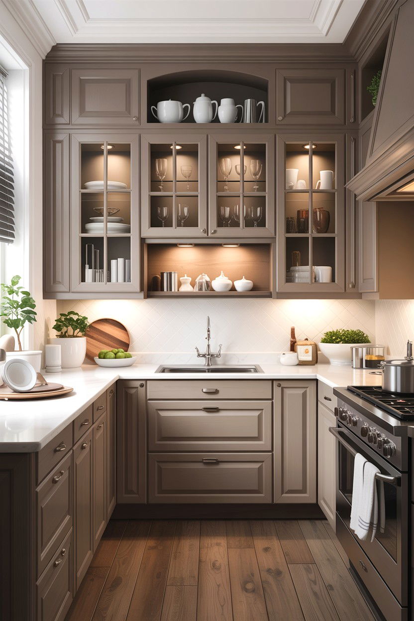 Taupe and glass kitchen - 30 taupe kitchen color schemes