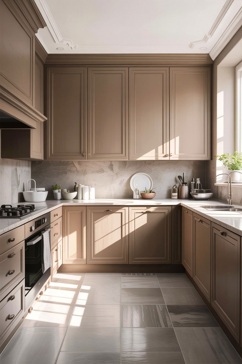 Taupe and light grey kitchen - 30 taupe kitchen color schemes