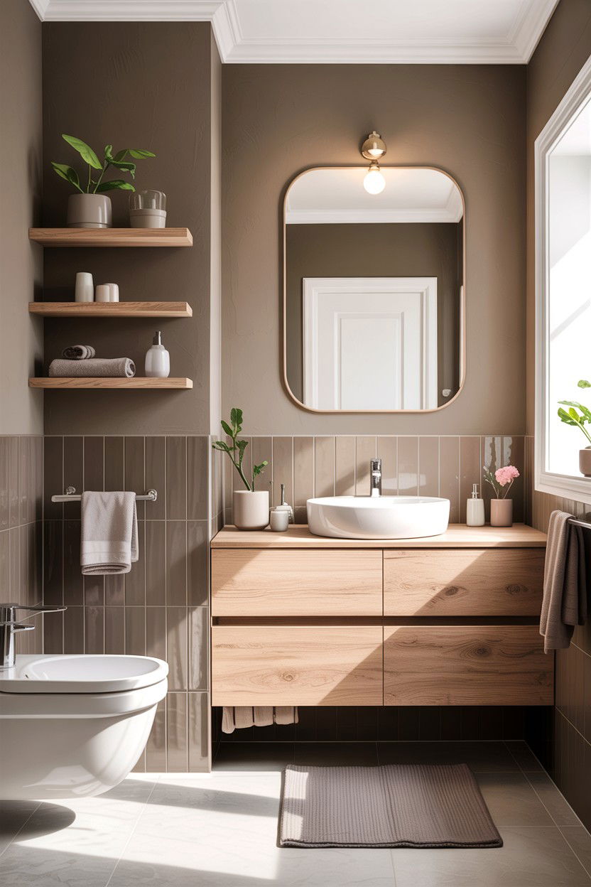 Taupe and light oak bathroom - 30 taupe bathroom color schemes