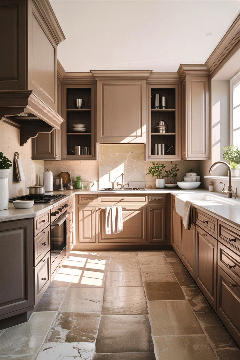 Taupe and limestone kitchen - 30 taupe kitchen color schemes