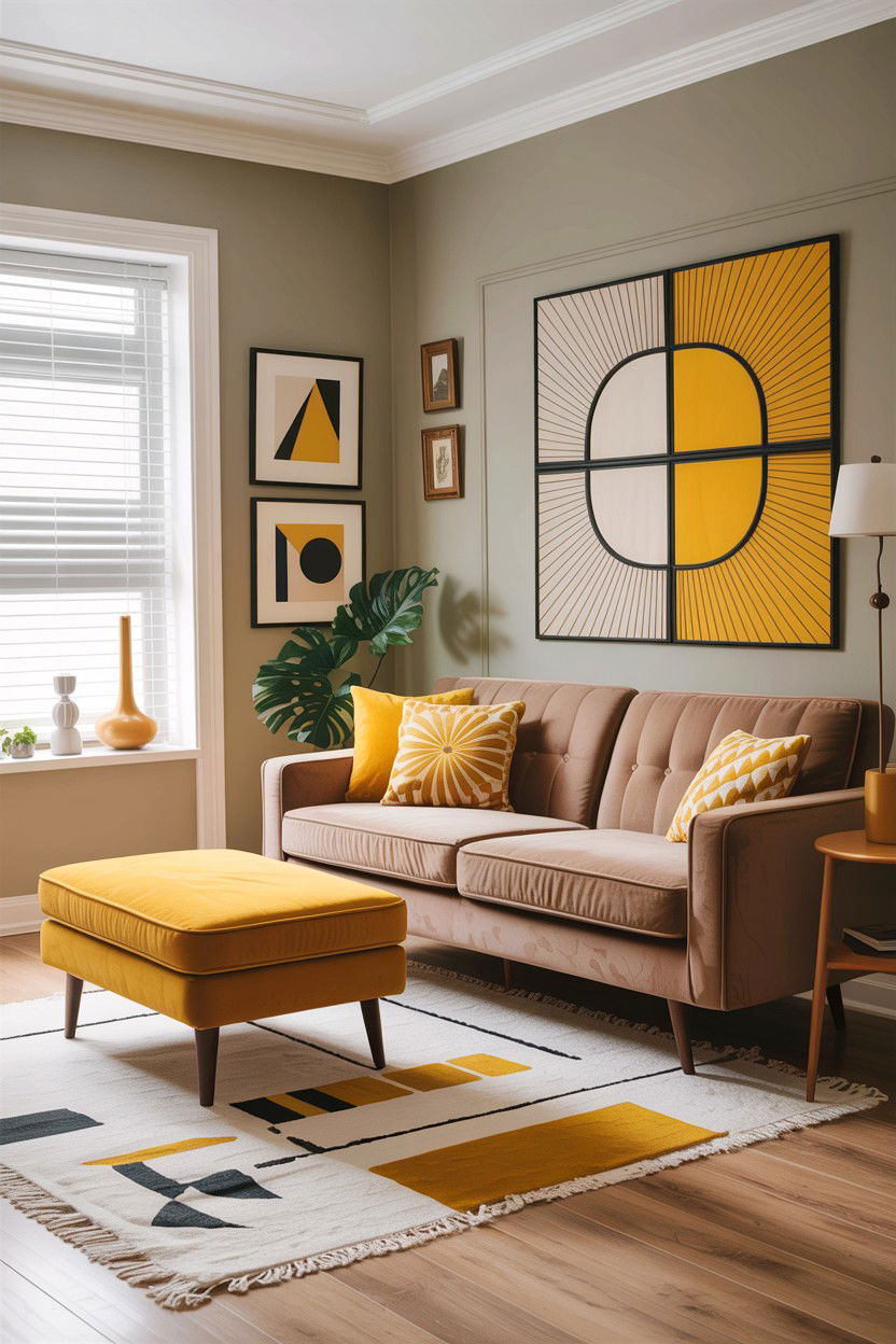 Taupe and mustard yellow living room - 30 taupe living room color schemes