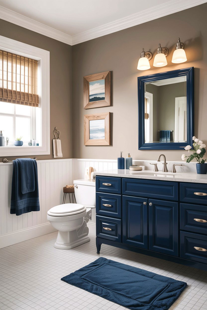 Taupe and navy bathroom - 30 taupe bathroom color schemes