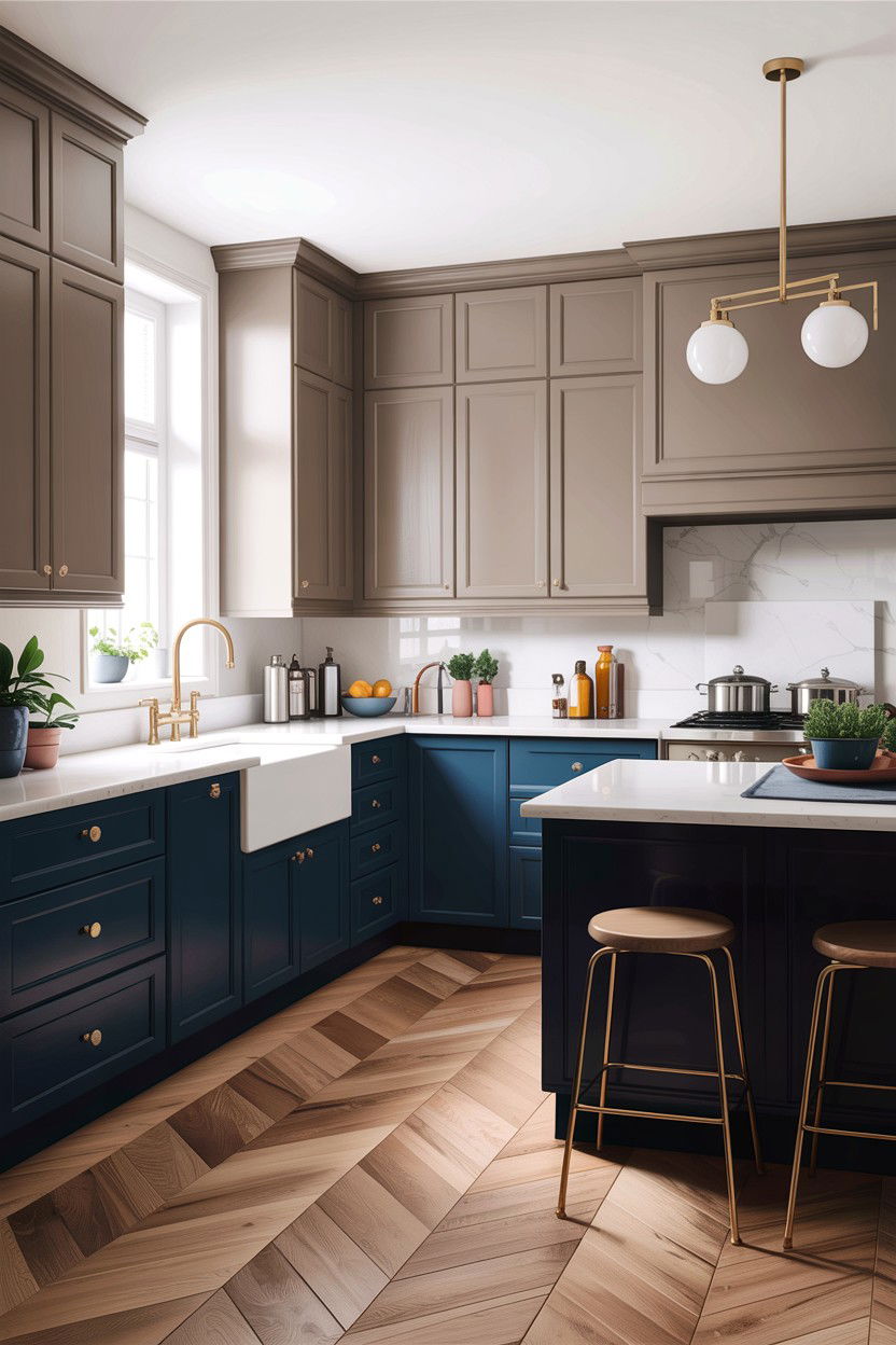 Taupe and navy kitchen - 30 taupe kitchen color schemes