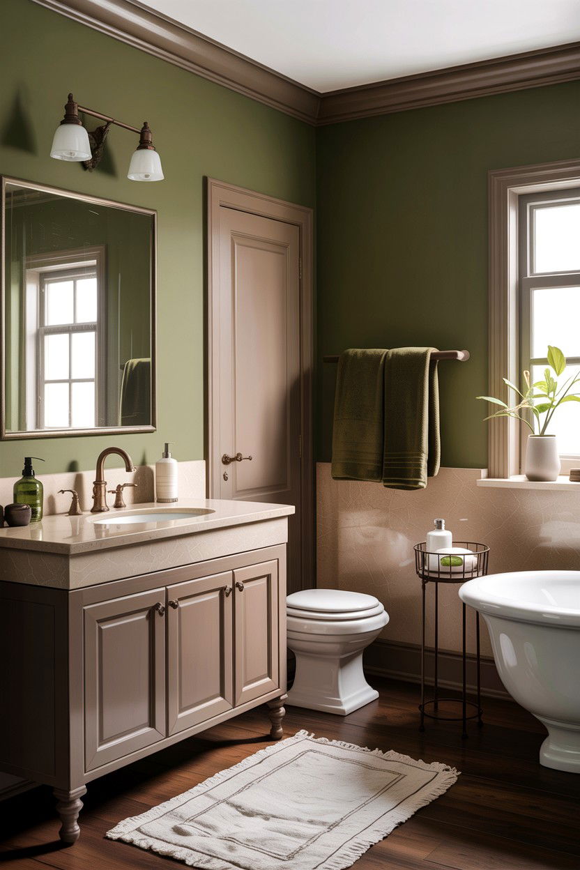 Taupe and olive green bathroom - 30 taupe bathroom color schemes