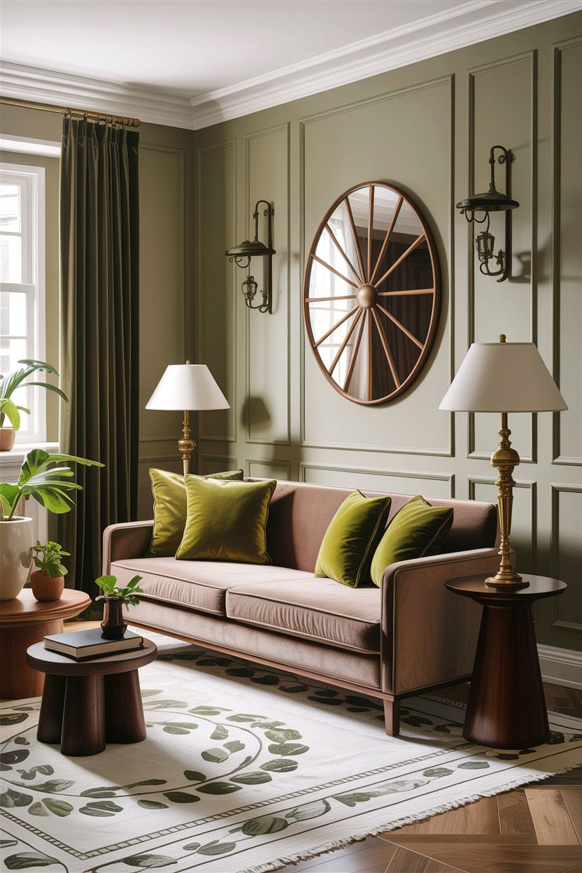 Taupe and olive green living room - 30 taupe living room color schemes