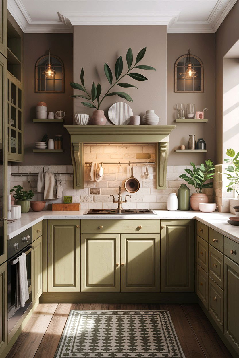 Taupe and olive kitchen - 30 taupe kitchen color schemes