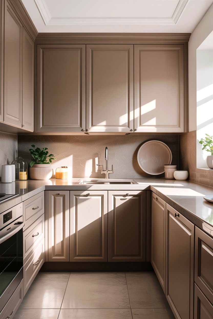 Taupe and quartz kitchen - 30 taupe kitchen color schemes