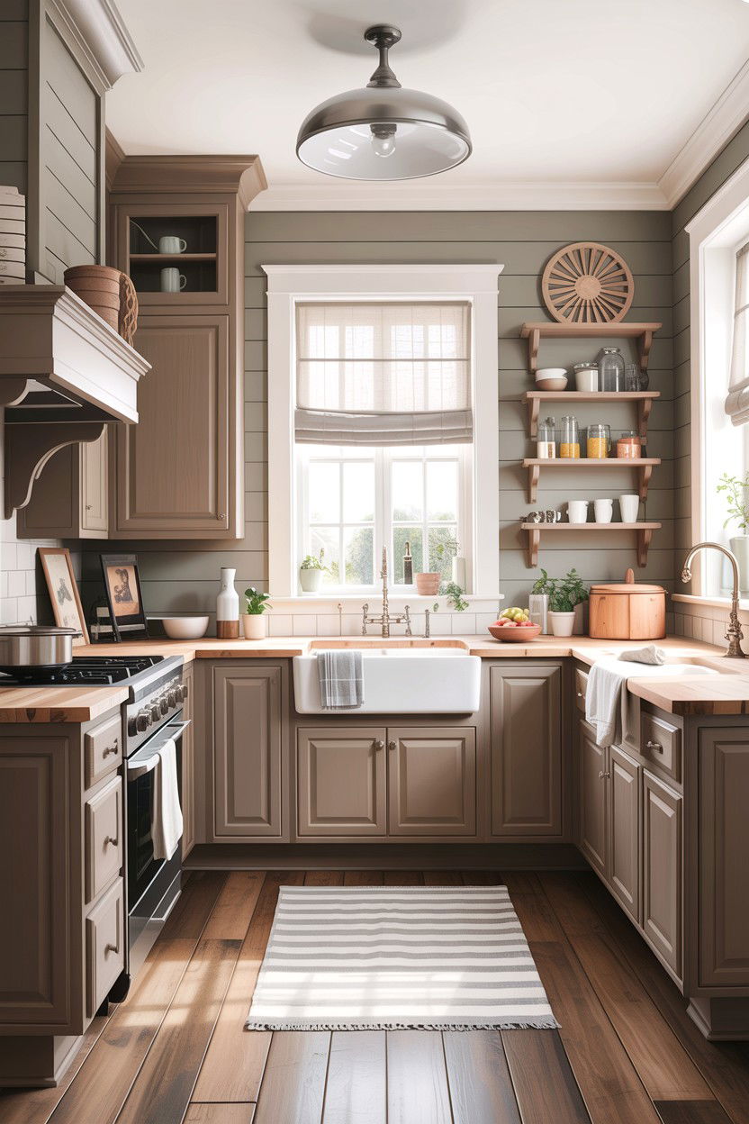 Taupe and shiplap kitchen - 30 taupe kitchen color schemes