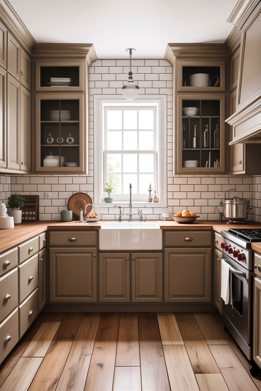 Taupe and subway tile kitchen - 30 taupe kitchen color schemes