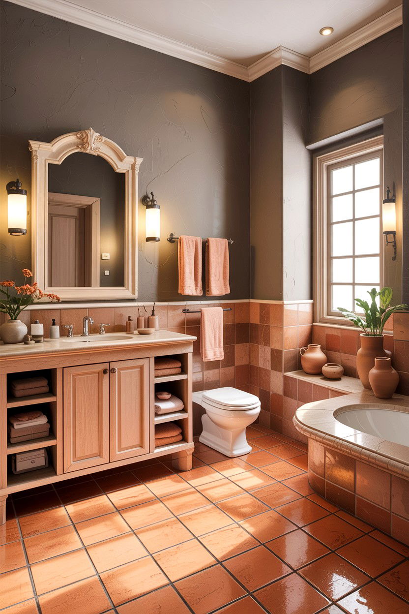 Taupe and terracotta bathroom - 30 taupe bathroom color schemes