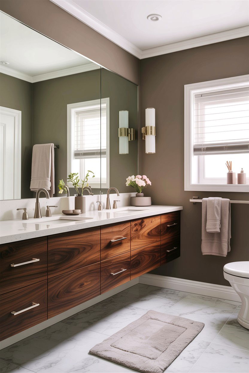 Taupe and walnut bathroom - 30 taupe bathroom color schemes