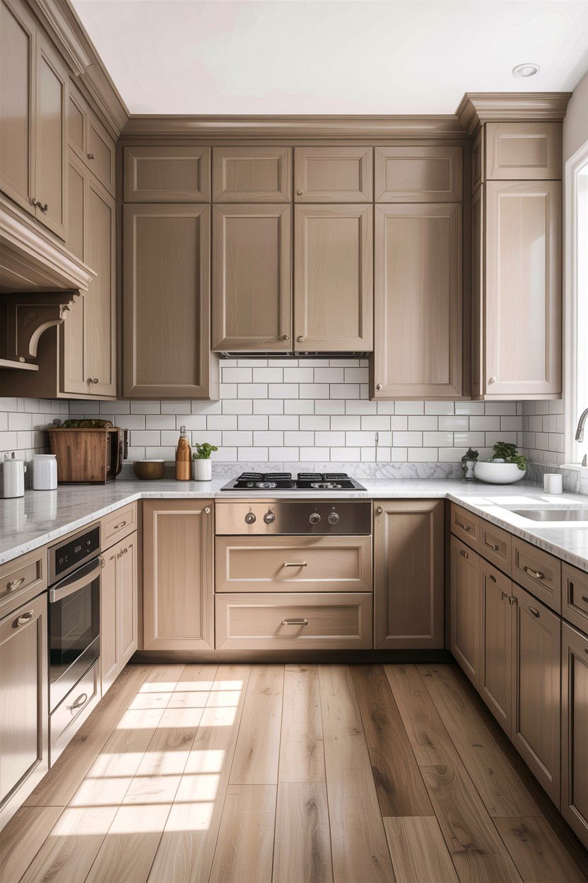 Taupe and white kitchen - 30 taupe kitchen color schemes
