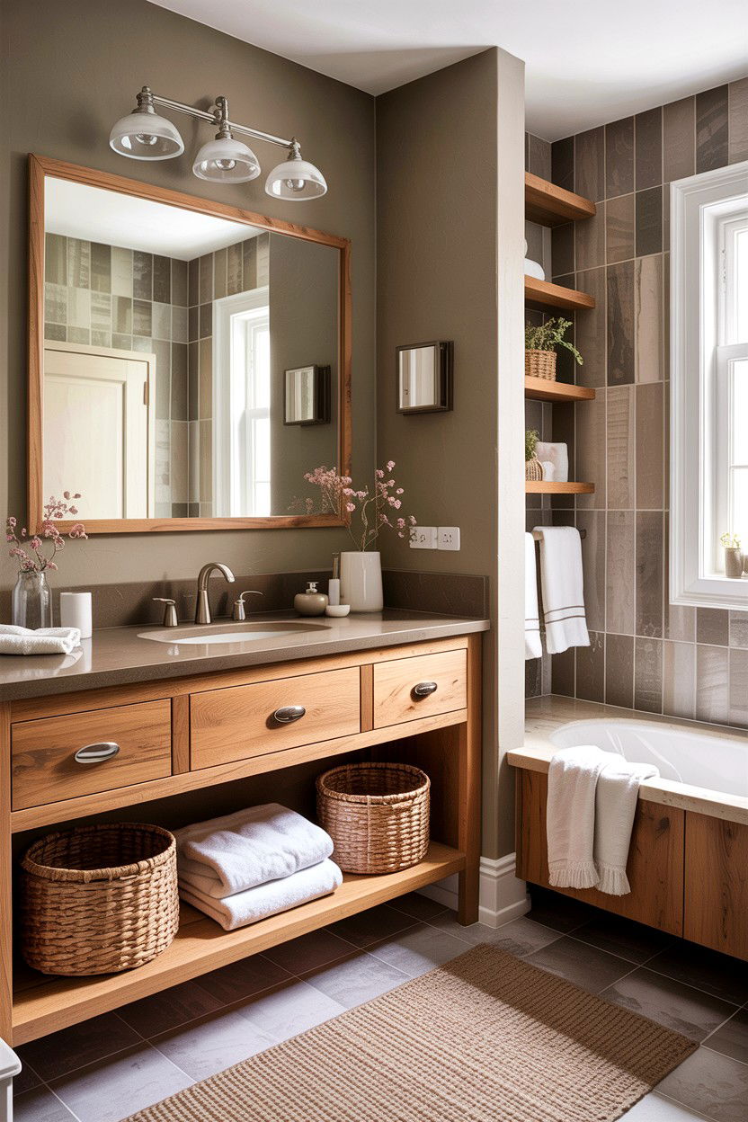 Taupe and wood bathroom - 30 taupe bathroom color schemes