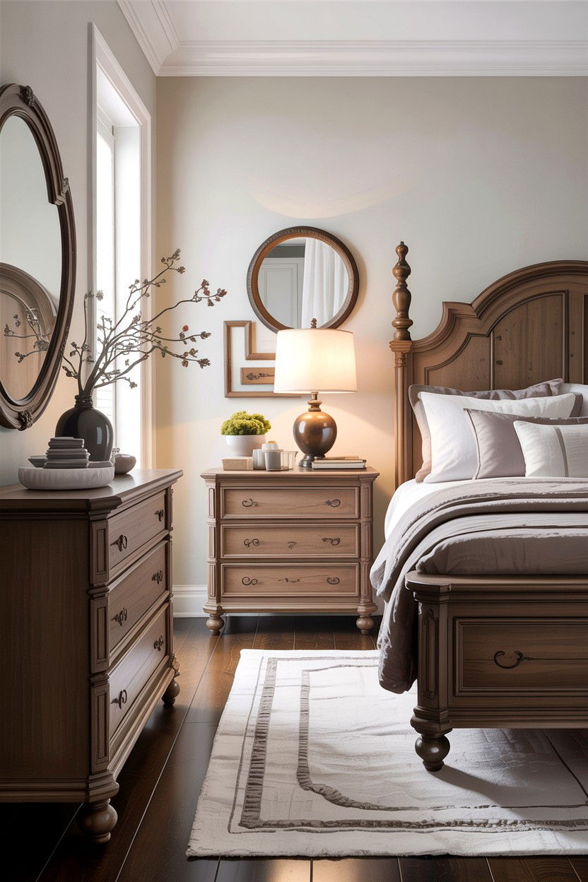 Taupe wood furniture - 30 taupe and white bedroom ideas