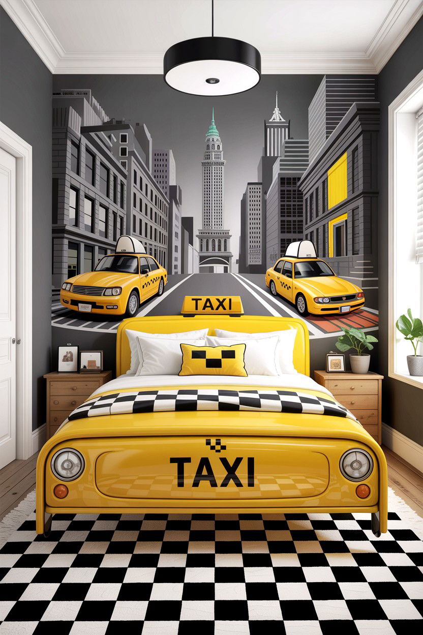 Taxi themed bedroom - 30 car themed bedroom ideas