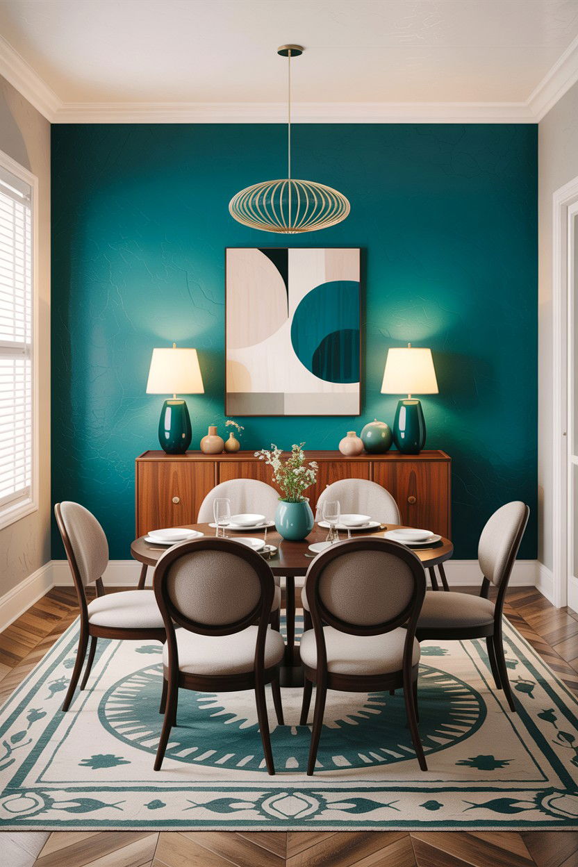 Teal Accent Wall Dining Room - 30 teal dining room decor ideas