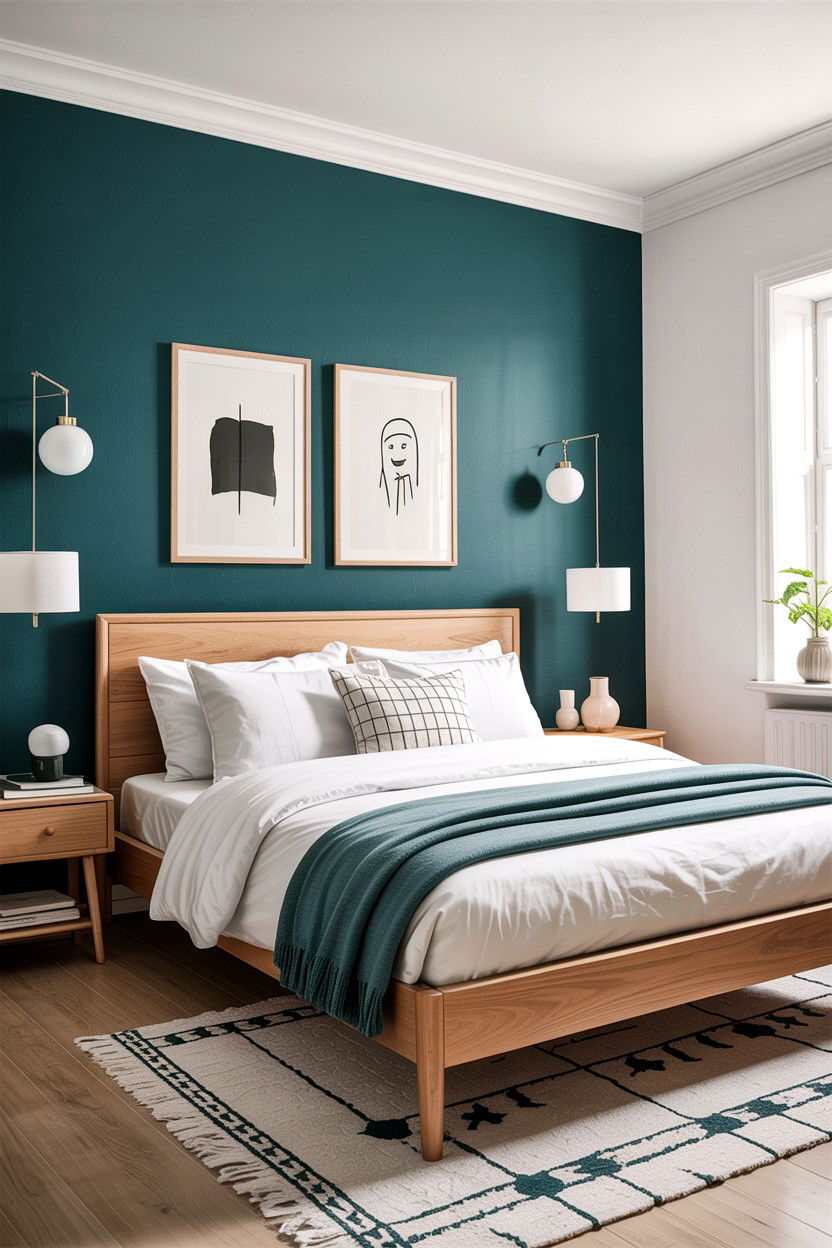 Teal Accent Wall Scandinavian Bedroom - 30 scandinavian teal bedroom ideas