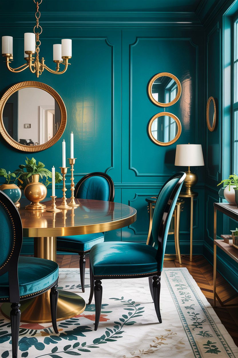 Teal And Brass Dining Room - 30 teal dining room decor ideas
