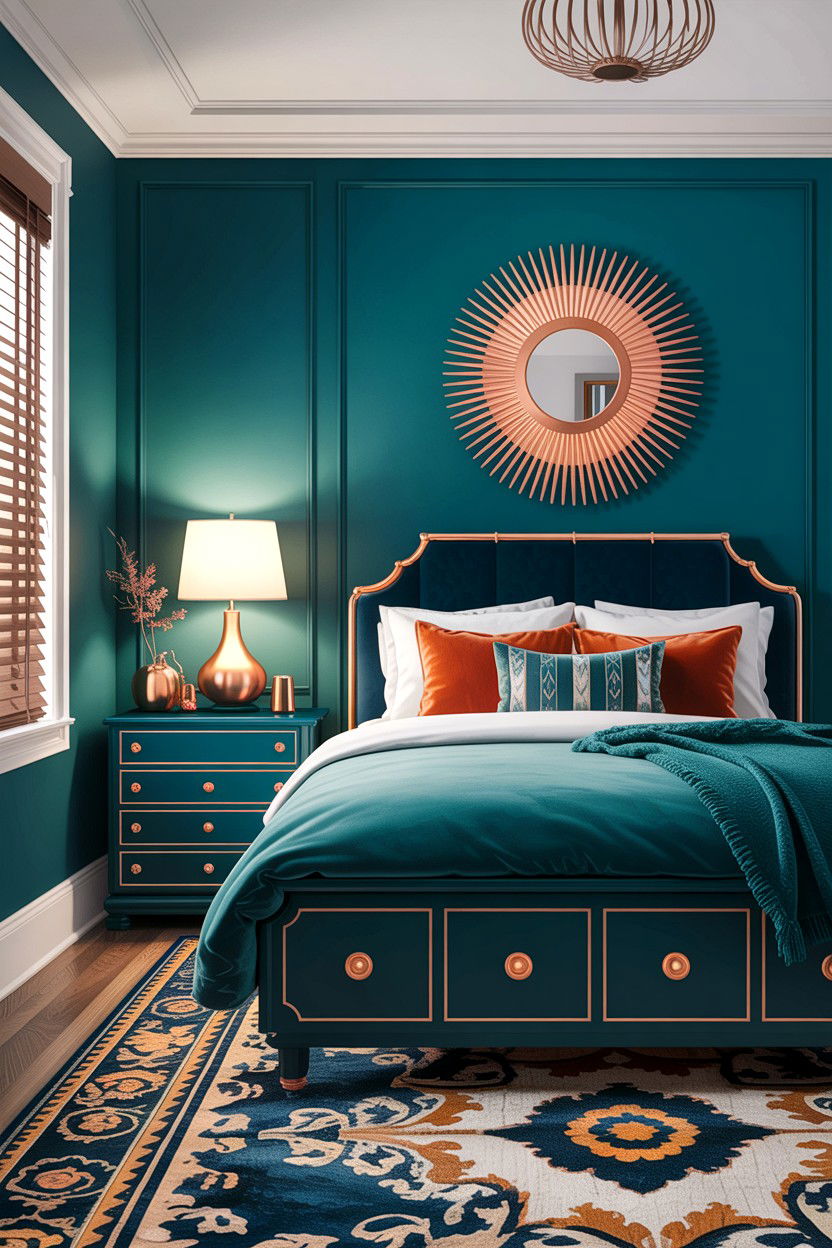 Teal And Copper Accents - 30 traditional teal bedroom ideas