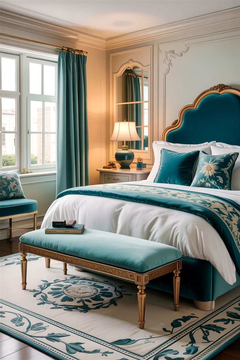 Teal And Cream Color Palette - 30 traditional teal bedroom ideas