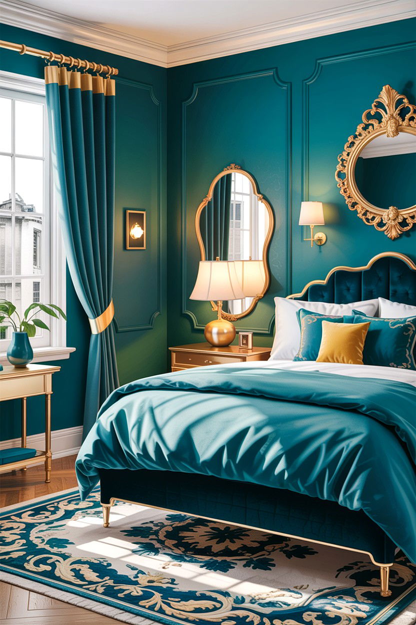Teal And Gold Decor - 30 traditional teal bedroom ideas
