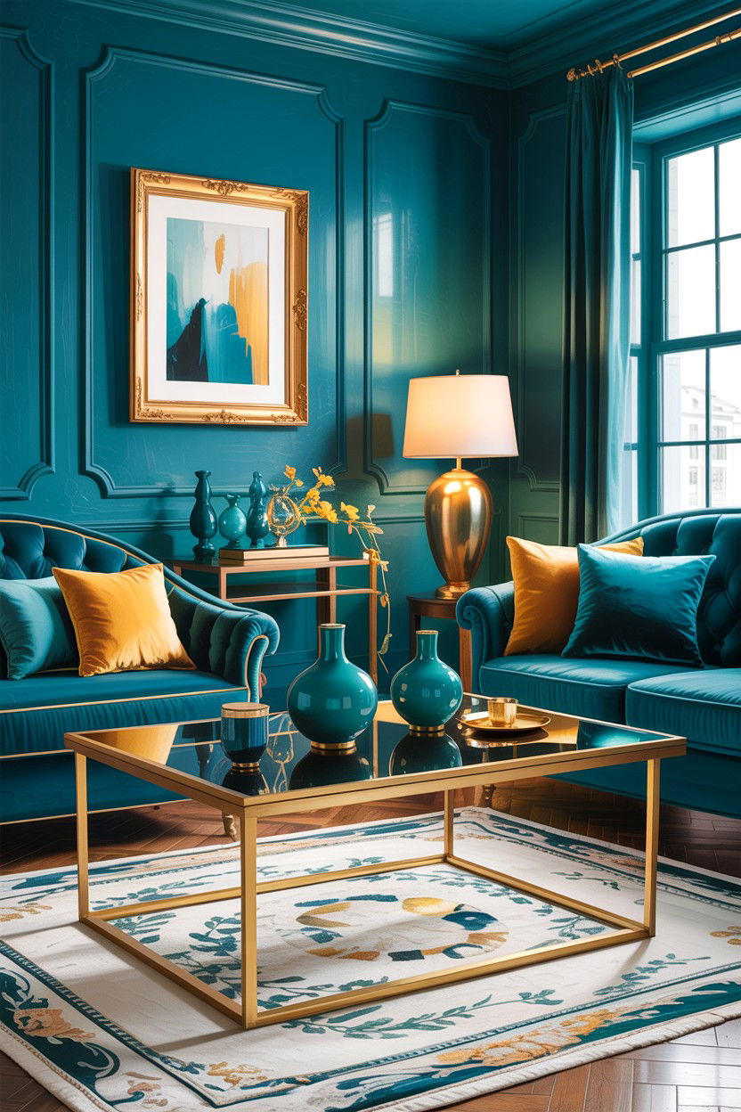 Teal And Gold Decor - 30 teal living room decor ideas