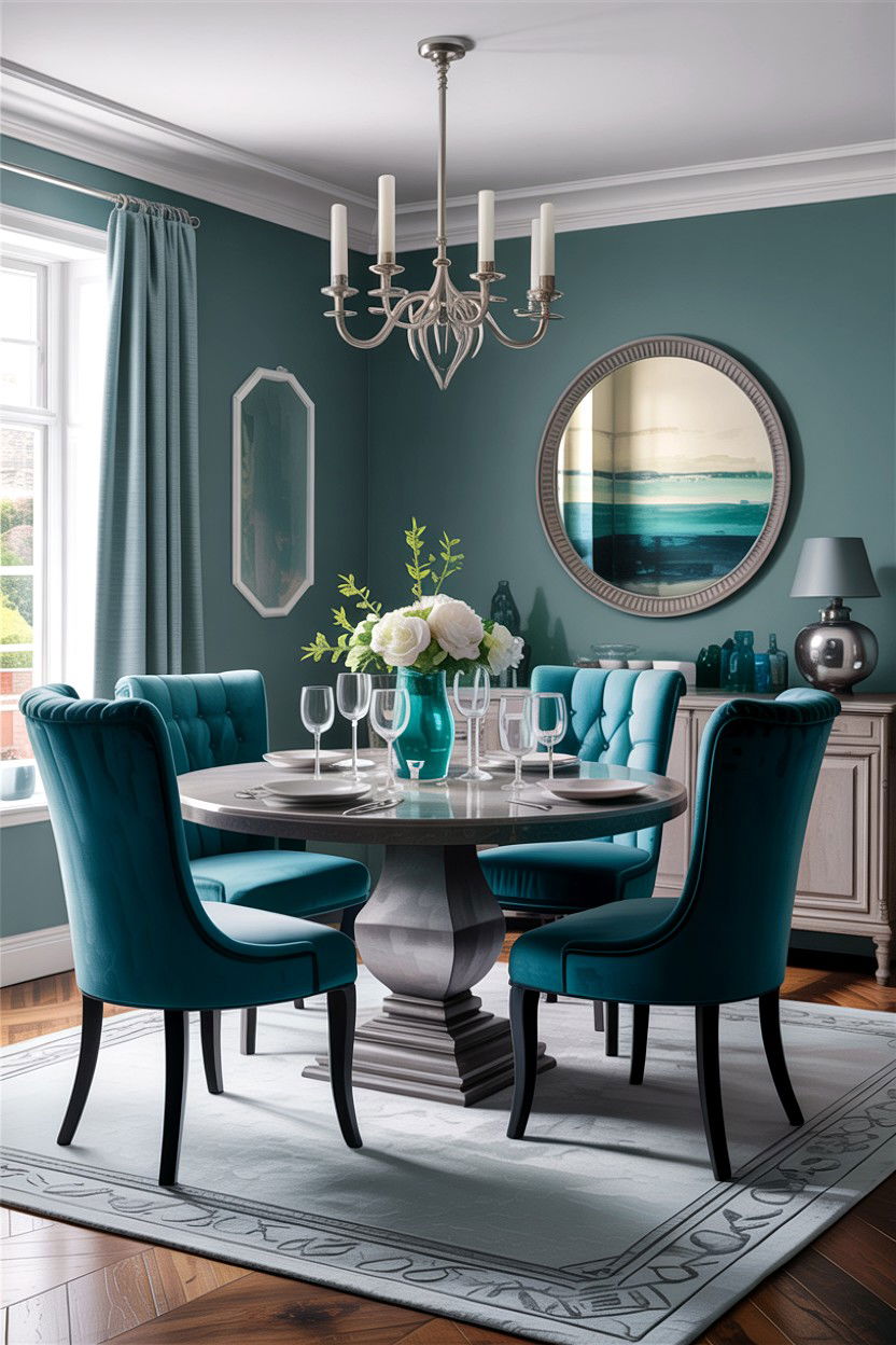 Teal And Grey Dining Room - 30 teal dining room decor ideas