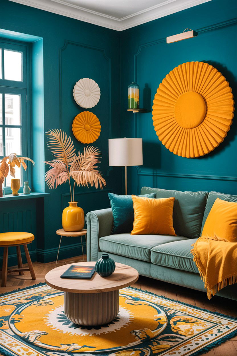 Teal And Mustard Yellow Living Room - 30 teal living room design ideas