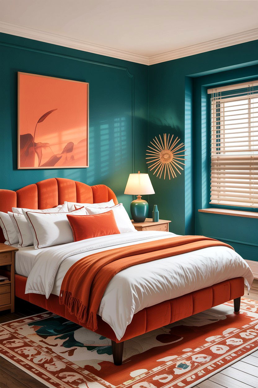 Teal And Orange Accents - 30 traditional teal bedroom ideas