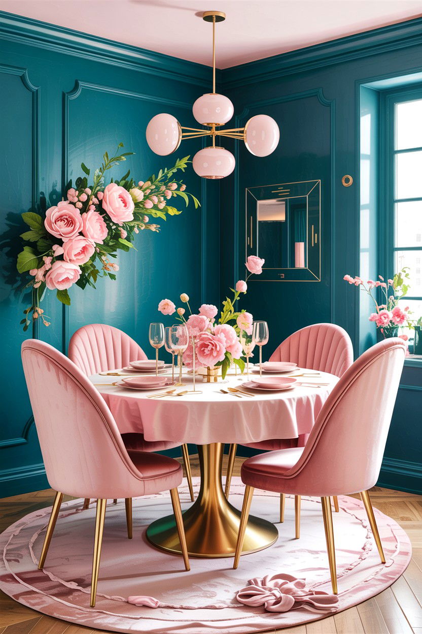Teal And Pink Dining Room - 30 teal dining room decor ideas