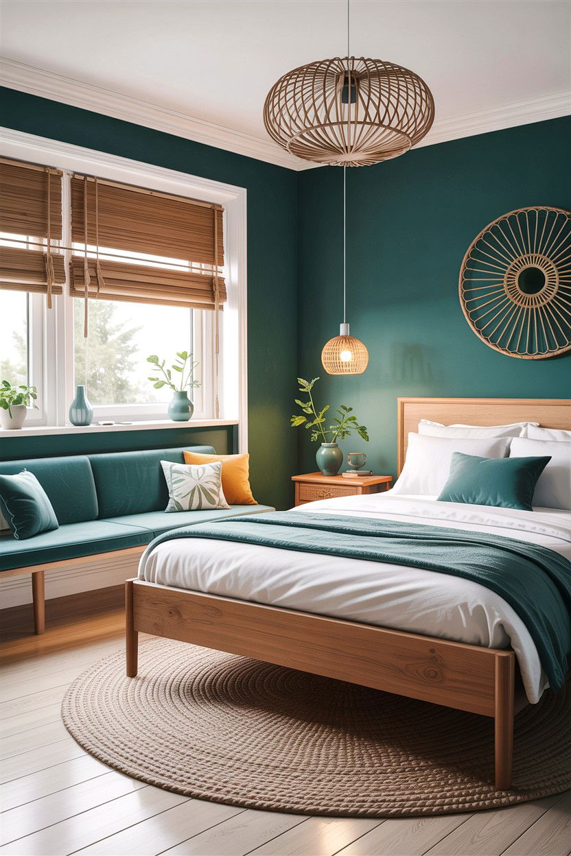 Teal And Rattan Scandinavian Bedroom - 30 scandinavian teal bedroom ideas