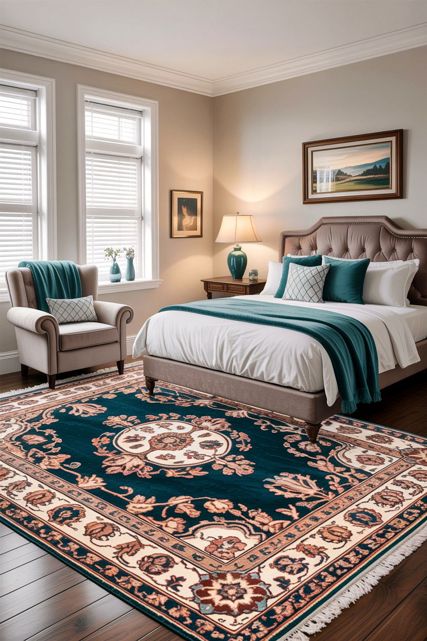 Teal Area Rug - 30 traditional teal bedroom ideas